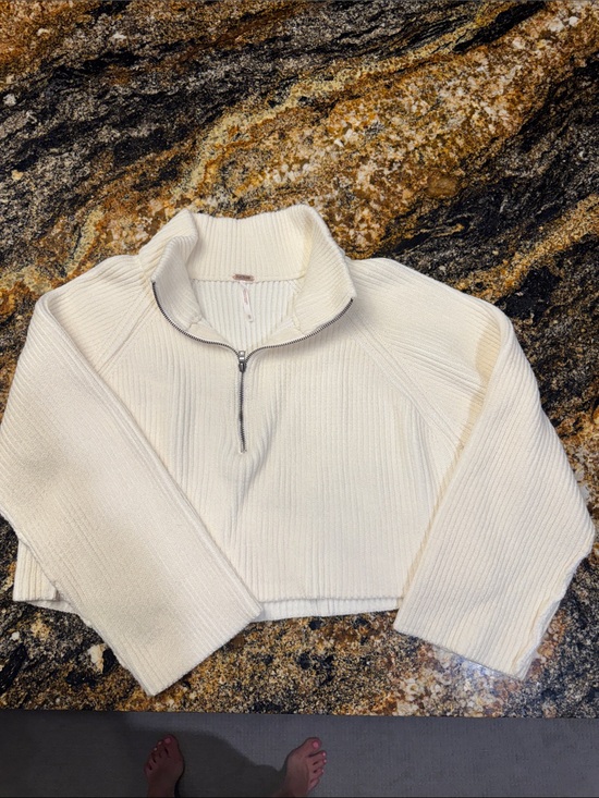 Free People Sweaters - Free People Cream Zip Cowl Pullover Sweater